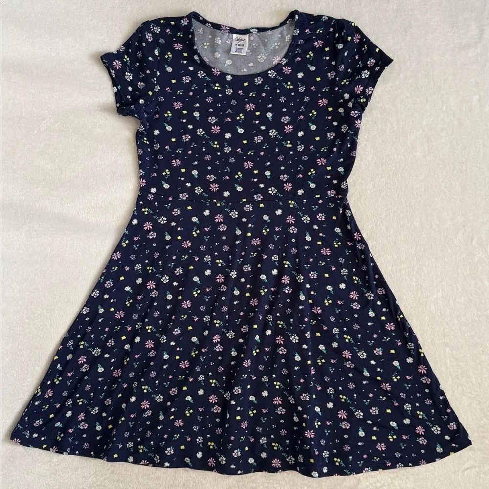 City Streets | Floral Short Sleeve Pullover Dress Navy Blue (M 10/12) - Picture 14 of 14